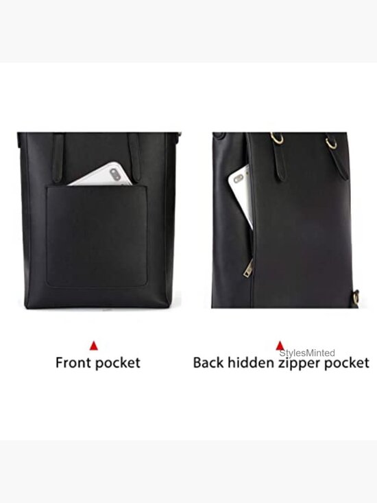 Vegan Leather Convertible Tote Backpack Laptop 14\